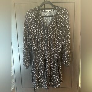 Z SUPPLY Cheetah Print Mini Dress Black Pink Long Sleeve